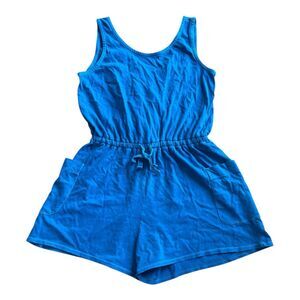 Treasure & Bond Blue Sleeveless Cinched Crossback Romper L Girl